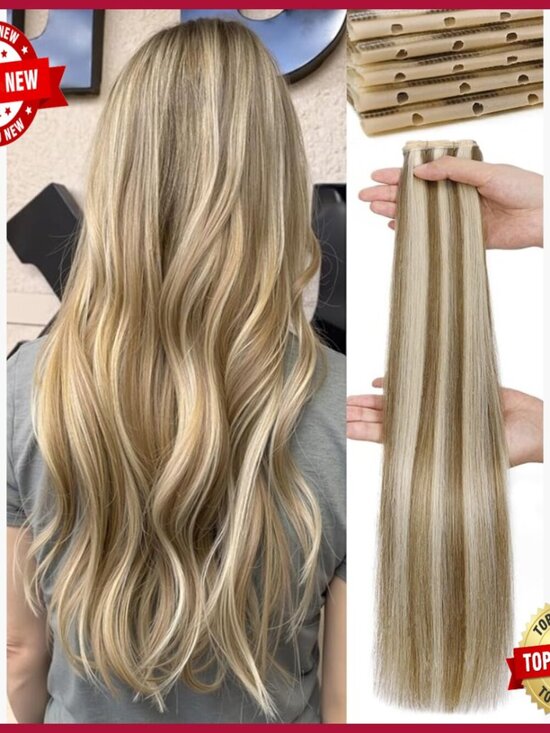 18 Inch Human Hair Extensions, 100g Glueless Wefts, Reusable Installation main image 3
